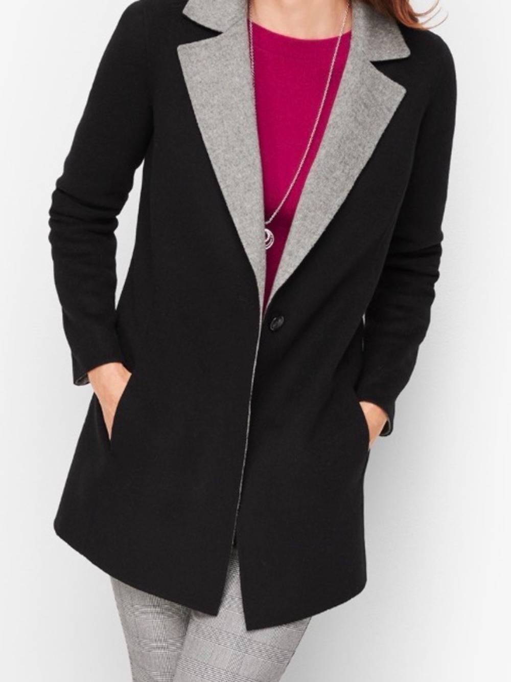 Talbots Double Faced Black/Gray Wool Jacket 2P